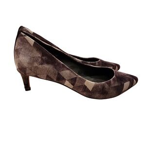 Vaneli Kitten Heels Velvet Womens 7.5M Grey Geometric Pointed Toe Pumps chic